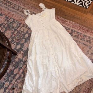 Gap x DÔEN Eyelet White Midi Dress size Small